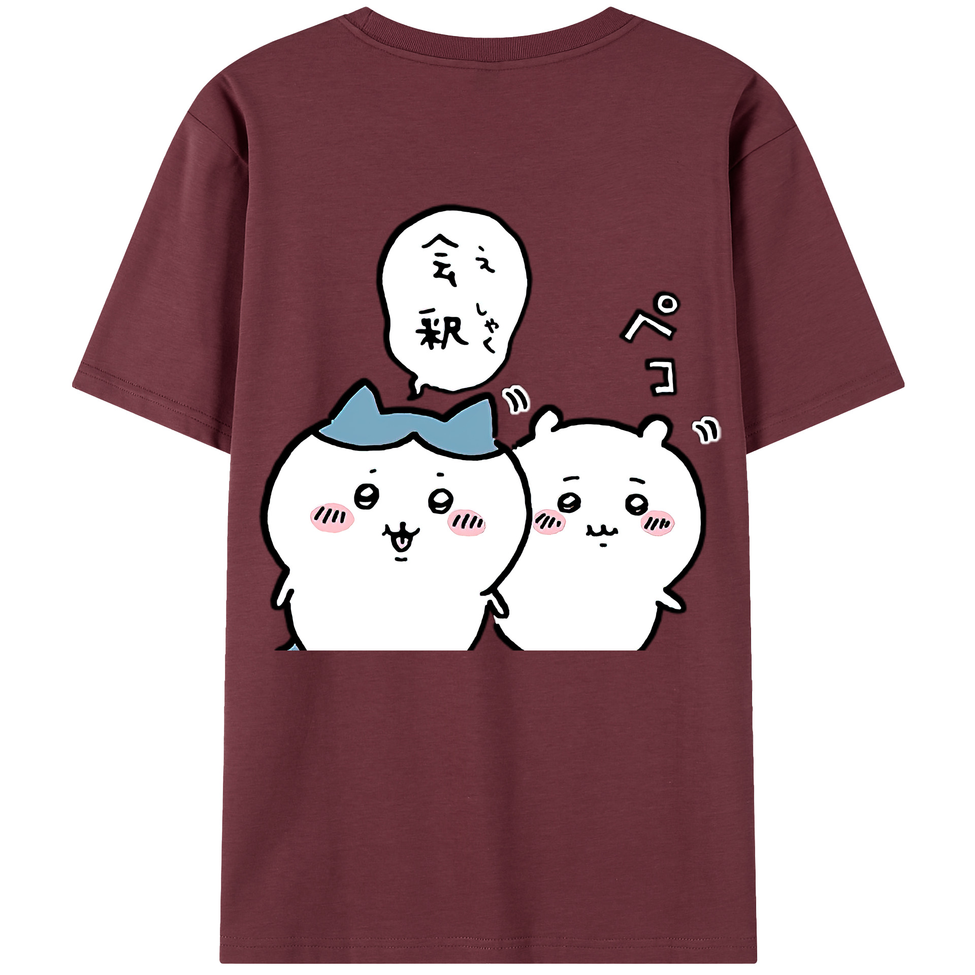 （画像用） ちいかわ ハチワレ Chii-kawa hachiware 綿100％半袖Tシャツ（背面プリント）